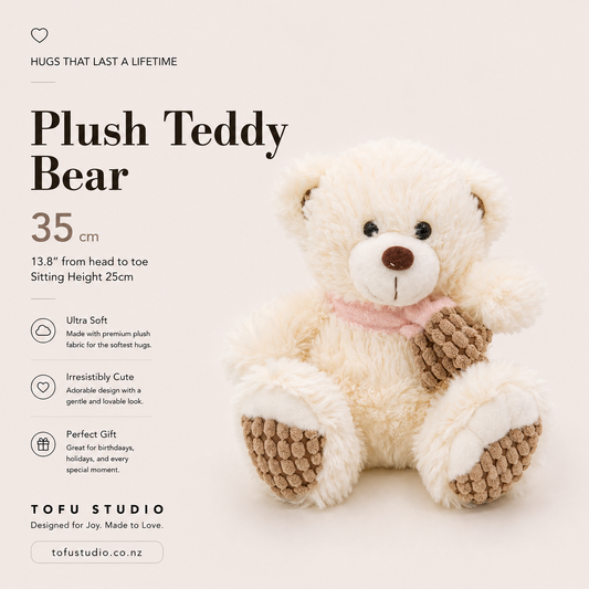 36 x 35cm Plush Teddy Bear Soft Stuffed Animal Sitting Height 25cm Premium 91361B