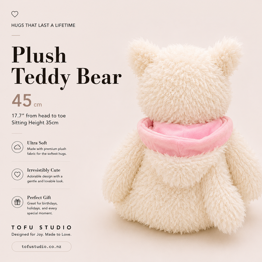45cm Plush Teddy Bear with Hoodie Soft Stuffed Animal Sitting Height 35cm 96395a