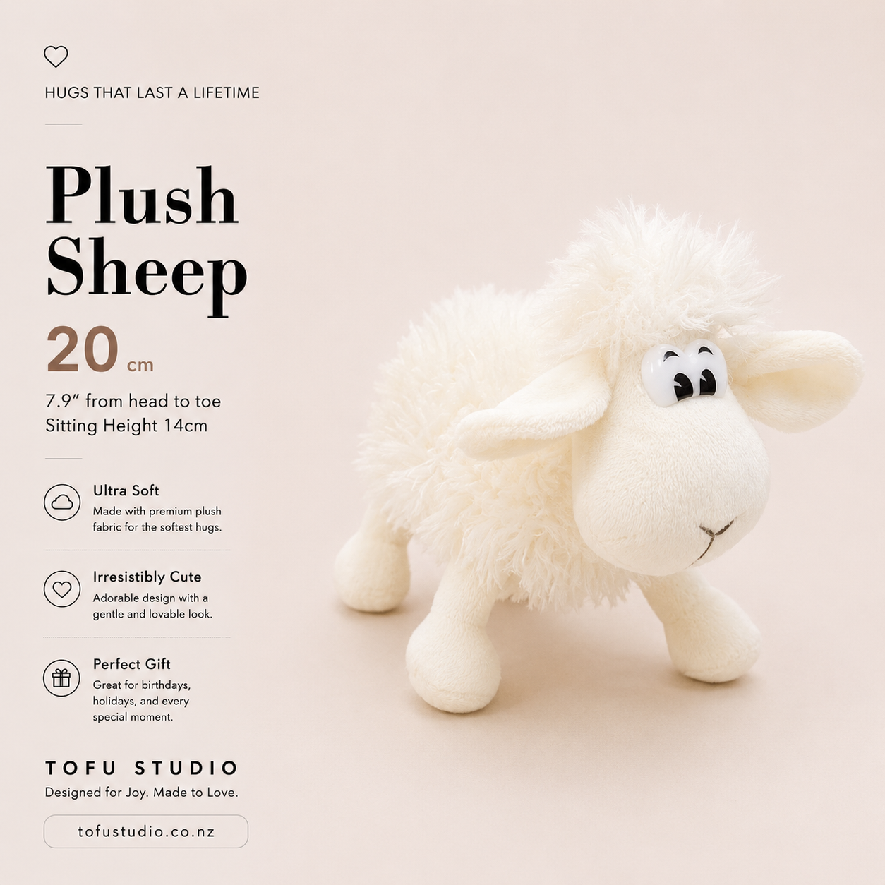 20cm Plush Sheep Soft Stuffed Toy Cute White Lamb Gift JC96505c