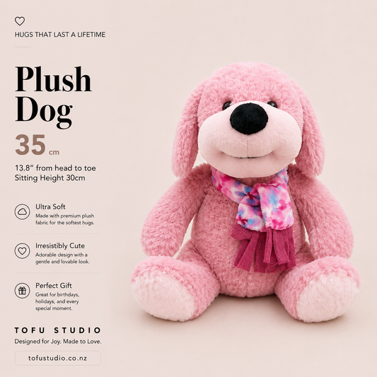 35cm Pink Plush Dog Soft Stuffed Animal Toy Cute Puppy Gift JC94873A