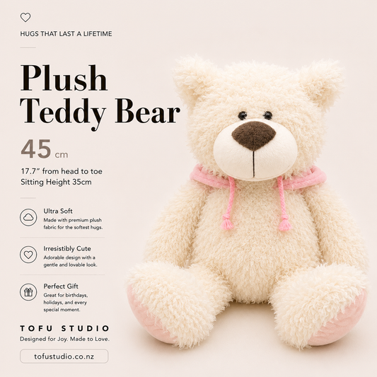 45cm Plush Teddy Bear with Hoodie Soft Stuffed Animal Sitting Height 35cm 96395a
