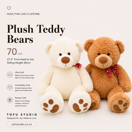 70cm Plush Teddy Bear Soft Stuffed Animal Sitting Height 50cm Premium Gift White or Brown 97111B