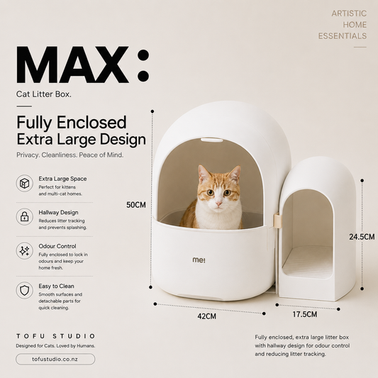 Extra Large Fully Enclosed Cat Litter Box with Hallway Design Odour Control