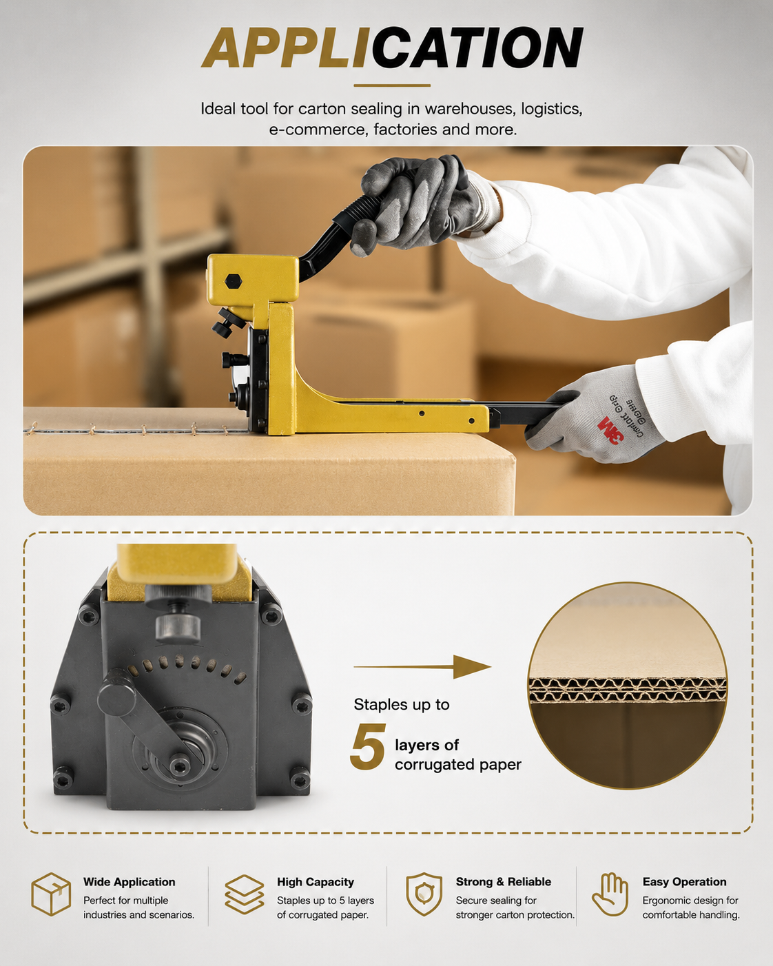 Heavy Duty Manual Carton Stapler HB3518 – 34.7mm Carton Closing Stapler