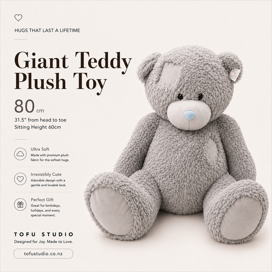 80cm Giant Grey Teddy Bear Plush Toy Sitting Height 60cm Premium JC2017/58