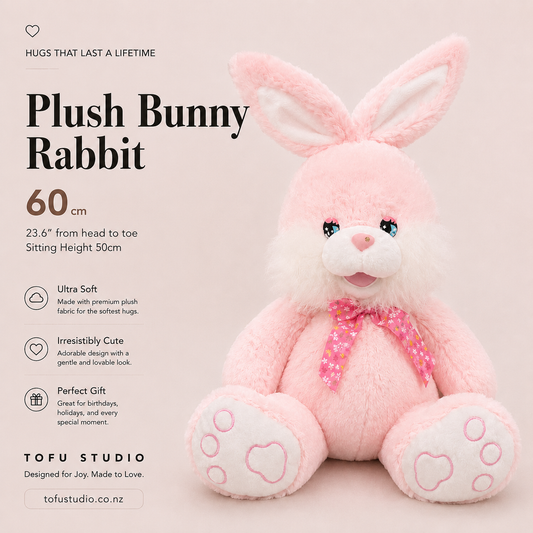 Pink Plush Bunny Rabbit 60cm Soft Stuffed Animal Cute Gift Toy JC97091D