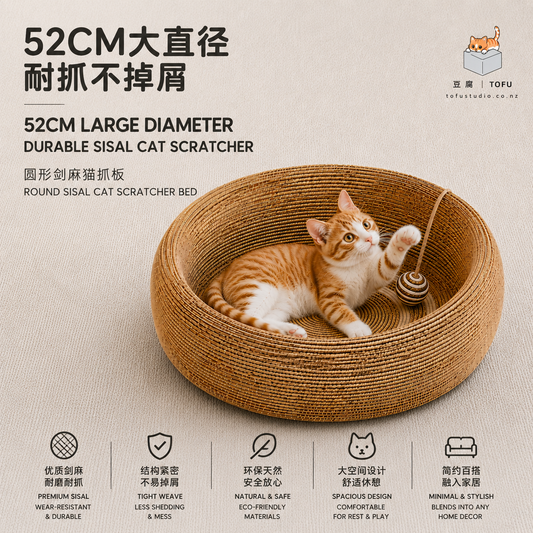 52CM大直径圆形剑麻猫抓板 Premium 52cm Extra-Large Round Sisal Cat Scratcher
