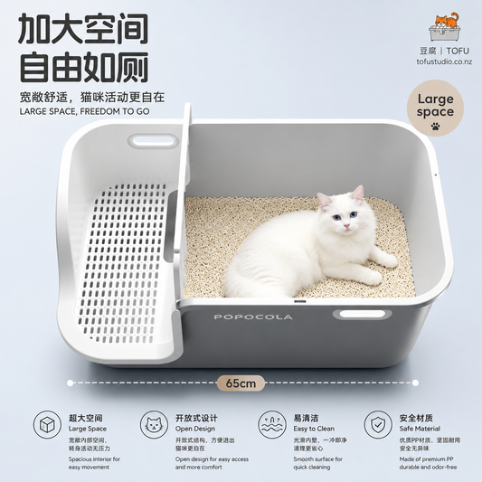 宽敞走廊式猫砂盆 SPACIOUS WALK-IN CAT LITTER BOX