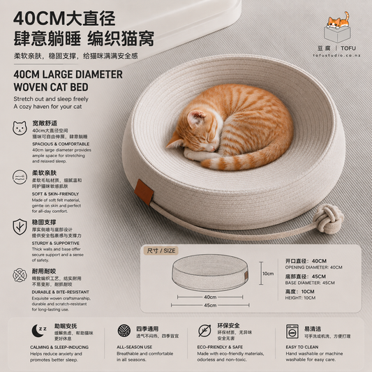 All-Season Woven Cat Bed – Breathable Summer Cooling Nest, Handwoven Cat Sleeping Mat & Scratcher
